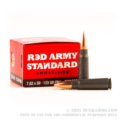 180 Rounds of 7.62x39mm Ammo by Red Army Standard - 123gr FMJ