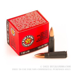 180 Rounds of 7.62x39mm Ammo by Red Army Standard - 123gr FMJ