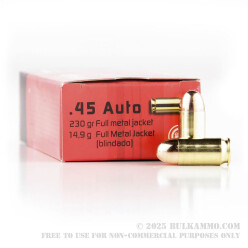 1000 Rounds of .45 ACP Ammo by GECO - 230gr FMJ