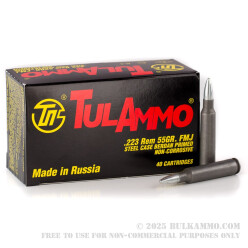 1000 Rounds of .223 Ammo by Tula - 55gr FMJ