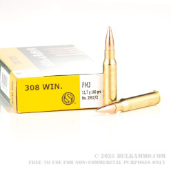500 Rounds of .308 Win Ammo by Sellier & Bellot - 180gr FMJ