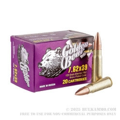 20 Rounds of 7.62x39mm Ammo by Golden Bear - 123gr FMJ