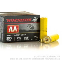 250 Rounds of 20ga Ammo by Winchester AA - 1 ounce #7 1/2 shot