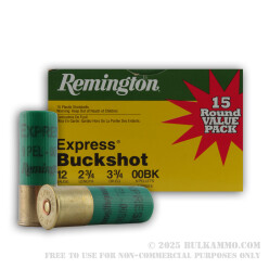 15 Rounds of 12ga Ammo by Remington - 00 Buck
