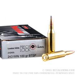 20 Rounds of .243 Win Ammo by PMC - 100gr SPBT Interlock