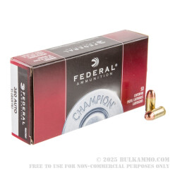 50 Rounds of .380 ACP Ammo by Federal Champion - 95gr FMJ