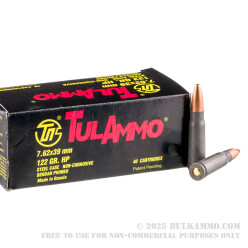 40 Rounds of 7.62x39mm Ammo by Tula - 122gr HP