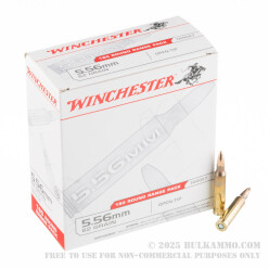 180 Rounds of 5.56x45 Ammo by Winchester - 62gr Open Tip