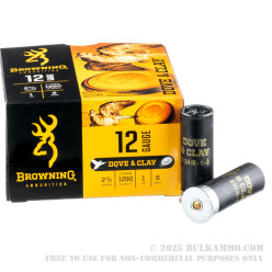250 Rounds of 12ga Ammo by Browning Dove & Clay - 1 ounce #8 shot