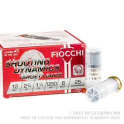 250 Rounds of 12ga Ammo by Fiocchi - 1 1/8 ounce #8 shot