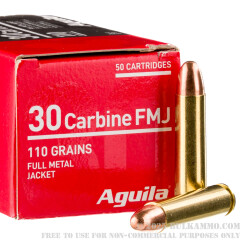 1000 Rounds of .30 Carbine Ammo by Aguila - 110gr FMJ