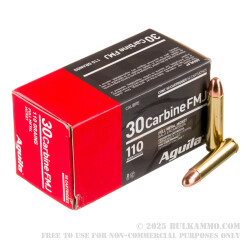 1000 Rounds of .30 Carbine Ammo by Aguila - 110gr FMJ