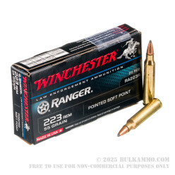 1000 Rounds of .223 Ammo by Winchester Ranger - 55gr PSP