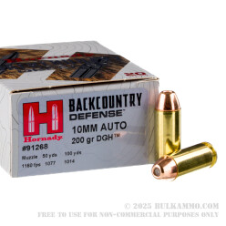 20 Rounds of 10mm Ammo by Hornady Backcountry Defense - 200gr DGH