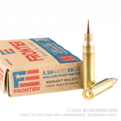 20 Rounds of 5.56x45 Ammo by Hornady Frontier - 55gr HP Match