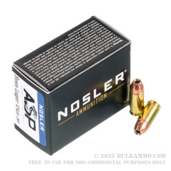 20 Rounds of 9mm Ammo by Nosler Match Grade - 124gr JHP