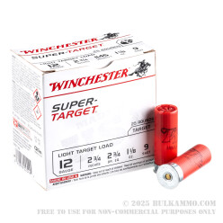 250 Rounds of 12ga Ammo by Winchester Super Target - 1-1/8 ounce #9 shot