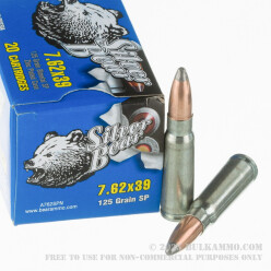 20 Rounds of 7.62x39mm Ammo by Silver Bear - 125gr SP