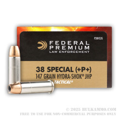 50 Rounds of .38 Spl +P+ Ammo by Federal - 147gr JHP