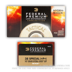 50 Rounds of .38 Spl +P+ Ammo by Federal - 147gr JHP