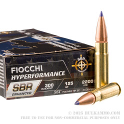 20 Rounds of .300 AAC Blackout Ammo by Fiocchi Hyperformance SBR Enhanced - 125gr SST