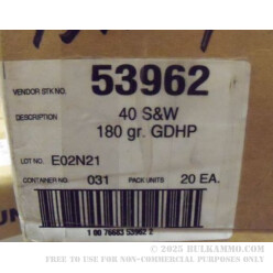 50 Rounds of .40 S&W Ammo by Speer - 180gr JHP