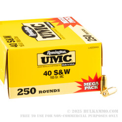 250 Rounds of .40 S&W Ammo by Remington - 165gr MC