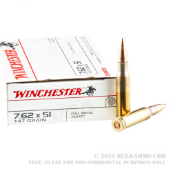 20 Rounds of 7.62x51mm Ammo by Winchester - 147gr FMJ