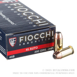 50 Rounds of .45 ACP Ammo by Fiocchi - 200gr JHP