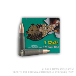 700 Round Sealed Container of 7.62x39mm Ammo by Brown Bear - 123gr FMJ