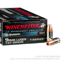 50 Rounds of 9mm Ammo by Winchester Ranger T-Series - 147gr JHP