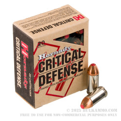 20 Rounds of .45 ACP +P Ammo by Hornady Critical Defense - 185gr JHP