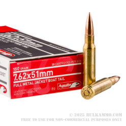 500 Rounds of 7.62x51mm Ammo by Aguila - 150gr FMJ