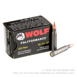 20 Rounds of .223 Ammo by Wolf WPA Polyformance - 55gr HP