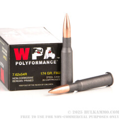 500  Rounds of 7.62x54r Ammo by Wolf - 174gr FMJ