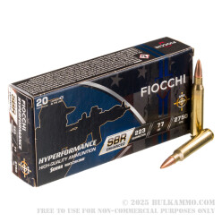 200 Rounds of .223 Ammo by Fiocchi Hyperformance SBR Enhanced - 77gr HPBT MatchKing