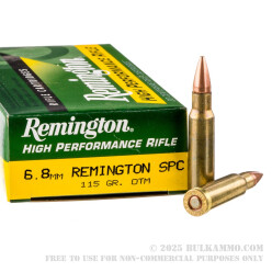 200 Rounds of 6.8 SPC Ammo by Remington Express - 115gr OTM