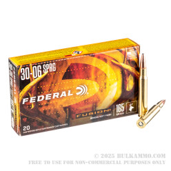 20 Rounds of 30-06 Springfield Ammo by Federal - 165gr Fusion