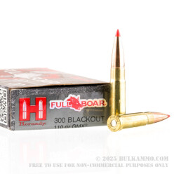 20 Rounds of .300 AAC Blackout Ammo by Hornady Full Boar - 110gr GMX