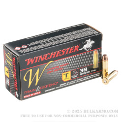 500 Rounds of .38 Special Ammo by Winchester W Train & Defend - 130gr FMJ