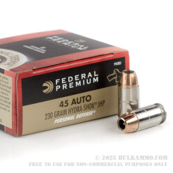 20 Rounds of .45 ACP Ammo by Federal - 230gr JHP