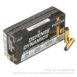 50 Rounds of .44 Mag Ammo by Fiocchi - 240gr SJHP