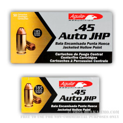 1000 Rounds of .45 ACP Ammo by Aguila - 185gr JHP