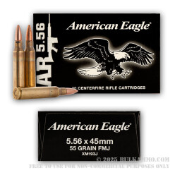 30 Rounds of XM193 5.56x45 Ammo by Federal - 55gr FMJBT on Stripper Clips
