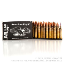 30 Rounds of XM193 5.56x45 Ammo by Federal - 55gr FMJBT on Stripper Clips