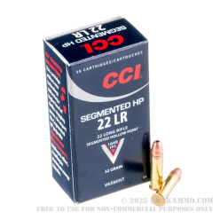 50 Rounds of .22 LR Ammo by CCI Segmented HP - 32 gr CPHP