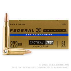 20 Rounds of .223 Ammo by Federal LE Tactical TRU - 64gr Hi-Shok SP ***FACTORY SECONDS***