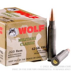 500  Rounds of .223 Ammo by Wolf WPA - 62gr FMJ