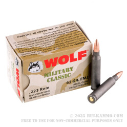 500  Rounds of .223 Ammo by Wolf WPA - 62gr FMJ