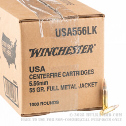 1000 Rounds of 5.56x45 Ammo by Winchester - 55gr FMJ